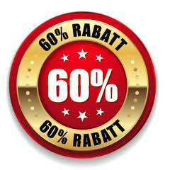 Roter 60 Prozent Rabatt Siegel mit goldenem Rand