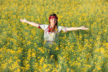 Girl in the yellow field.