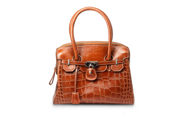 Nice brown crocodile leather woman handbag isolated