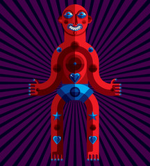 Vector avant-garde illustration of mythic person, pagan symbol.