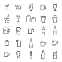 Drink line icons on white background