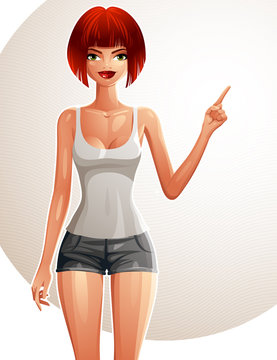 Illustration of a young pretty woman in a sportswear with a mode