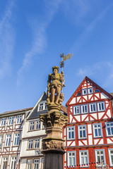 Naklejka premium historic market place with statue in Butzbach