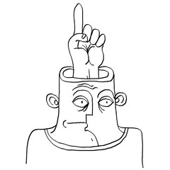 Idea concept. Hand-drawn illustration of a person thinking, fing