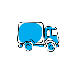 Illustrated truck icon, vector animated delivery car.