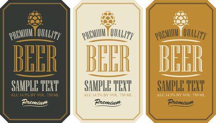 set labels for beer in a retro style with malt