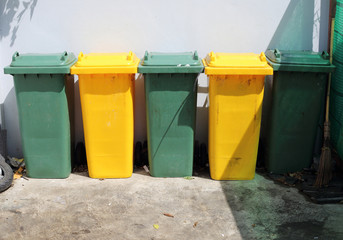 Green and Yellow Trashcan