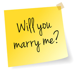 Will You Marry Me Yellow Stick Note Paper Vector