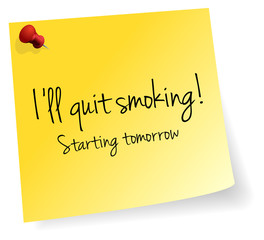 I Will Quit Smoking Starting Tomorrow Yellow Stick Note Paper Vector