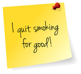 I Quit Smoking For Good Yellow Stick Note Paper Vector
