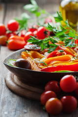 Grilled vegetables on the wooden table