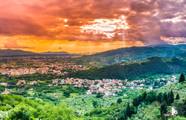 Tuscany panoramic landscape.Montecatini, Pistoia,Tuscany, Italy