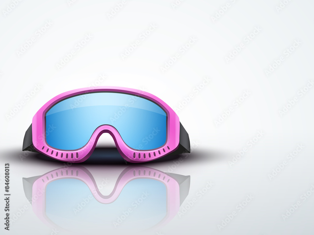 Wall mural Light Background with pink ski goggles. vector illustration