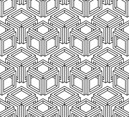 Monochrome abstract interweave geometric seamless pattern. Vecto