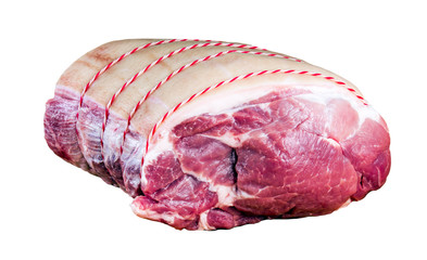 Farm British Boneless Pork Shoulder, ready to cook. isolated on white background