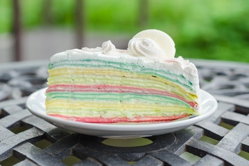 Crepe cake rainbow and white chocolate