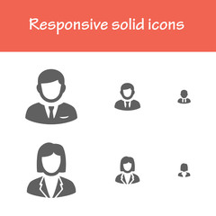 responsive solid business people icons