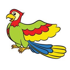 Cartoon parrot on a white background. Vector
