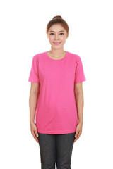 young beautiful female with blank t-shirt