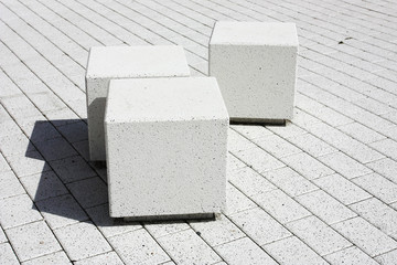 Gray, cube, cement, tile, nobody, clean, space, creativity