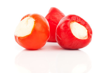 Pickled Paprika with Feta, isolated on white background
