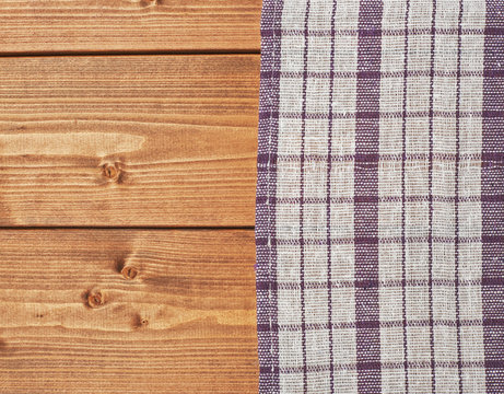 Tablecloth or towel over the wooden table