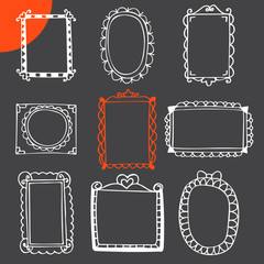 Collection of hand drawn frames. Cute photo frames