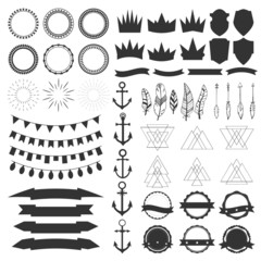 Collection of shields, badges and labels. Vector design elements