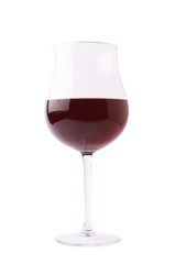 Glass filled with the red wine isolated