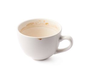 Used empty cup of coffee isolated