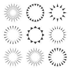 Fototapeta premium Set of sparkles and starbursts with rays