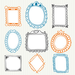 Vintage photo frames. Hand drawn collection