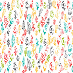 Vintage seamless pattern with hand drawn feathers