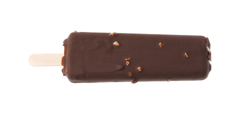 Chocolate covered vanilla ice cream bar