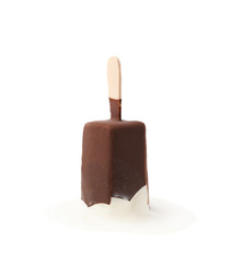 Chocolate covered vanilla ice cream bar