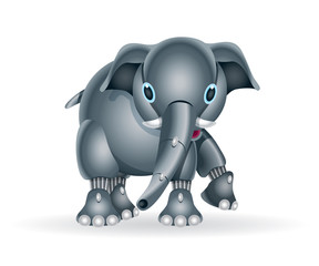 Illustration of cute little elephant cub robot