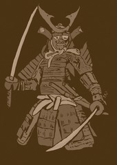 Fototapeta na wymiar Armed samurai vintage