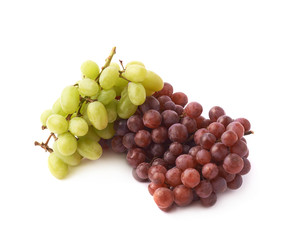 Branches of the dark and white grapes isolated