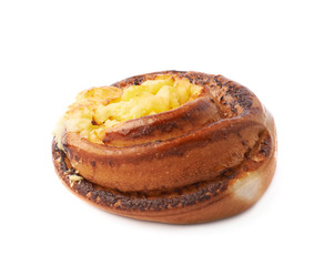 Sweet cinnamon bun roll isolated