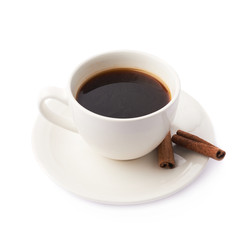 Cinnamon cup of coffee isolated