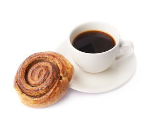 Cup of coffee and pastry composition