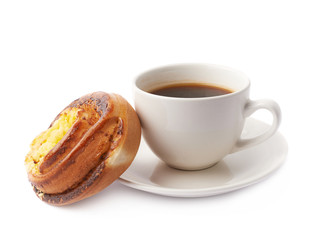 Cup of coffee and pastry composition