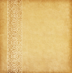 Beige background. Old paper with oriental ornament.
