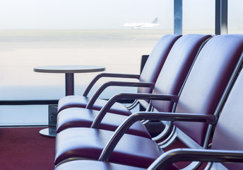 Airport bench in boarding lounge