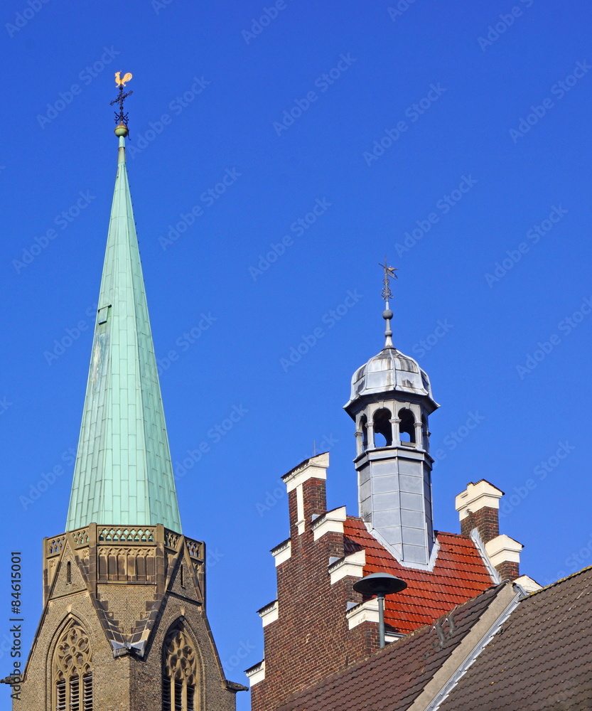 Wall mural WILLICH-ANRATH ( bei Krefeld ) mit Kirche und Rathaus