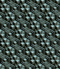 Regular colorful textured endless pattern with three-dimensional