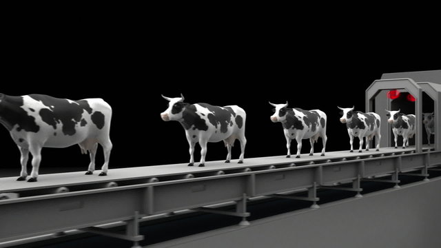 Cows on the conveyor belt