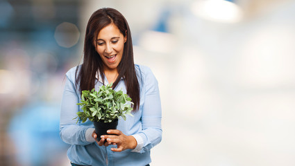 cool young-woman with plant