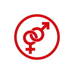 Fototapeta premium Male and female symbols combination vector icon isolated.