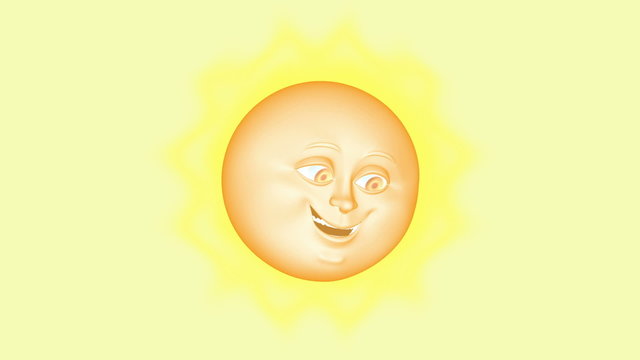 3D cartoon sun, seamless loop.